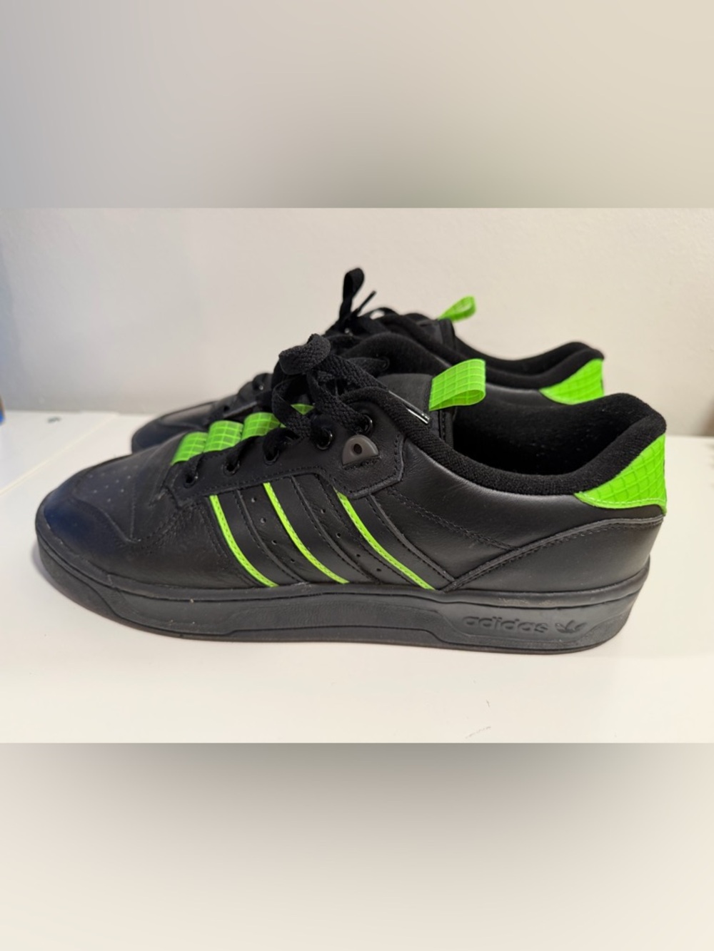 adidas Black Sneakers with Bright Green Accents